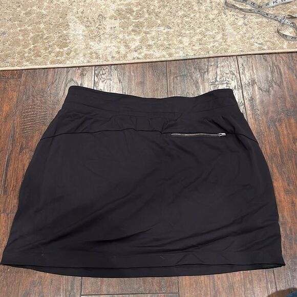 Athleta Skirt Skort Womens Size L T Elastic Waist Black back zip up pocket GUC - Picture 6 of 8